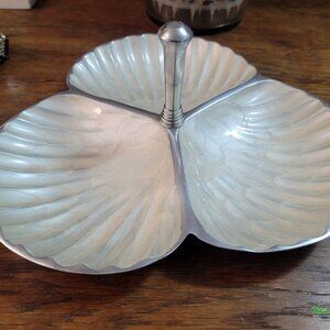 3 Section Serving Tray Trinket Dish with White Capiz Shell Inlay